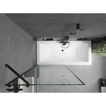 Rektangulært badekar Mexen Cube 180 x 80 cm med front- og sidepanel samt 1-fløjet brusevæg 90 cm med mat-sort mønster, 1 sæt
