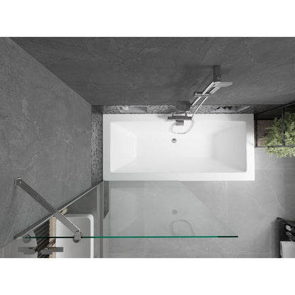 Rektangulært badekar Mexen Cube 180 x 80 cm med frontpanel og 1-fløjet brusevæg 90 cm transparent krom 1 sæt