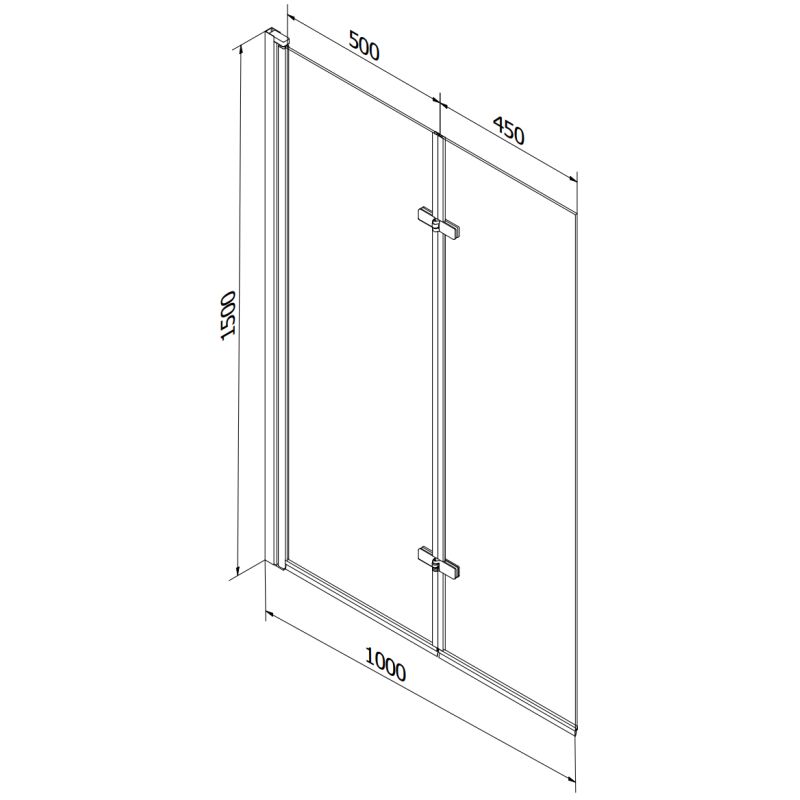 Rektangulært badekar Mexen Cube 180 x 80 cm med front- og sidebeklædning samt 2-fløjet brusevæg 100 cm med mat-sort mønster, 1 sæt