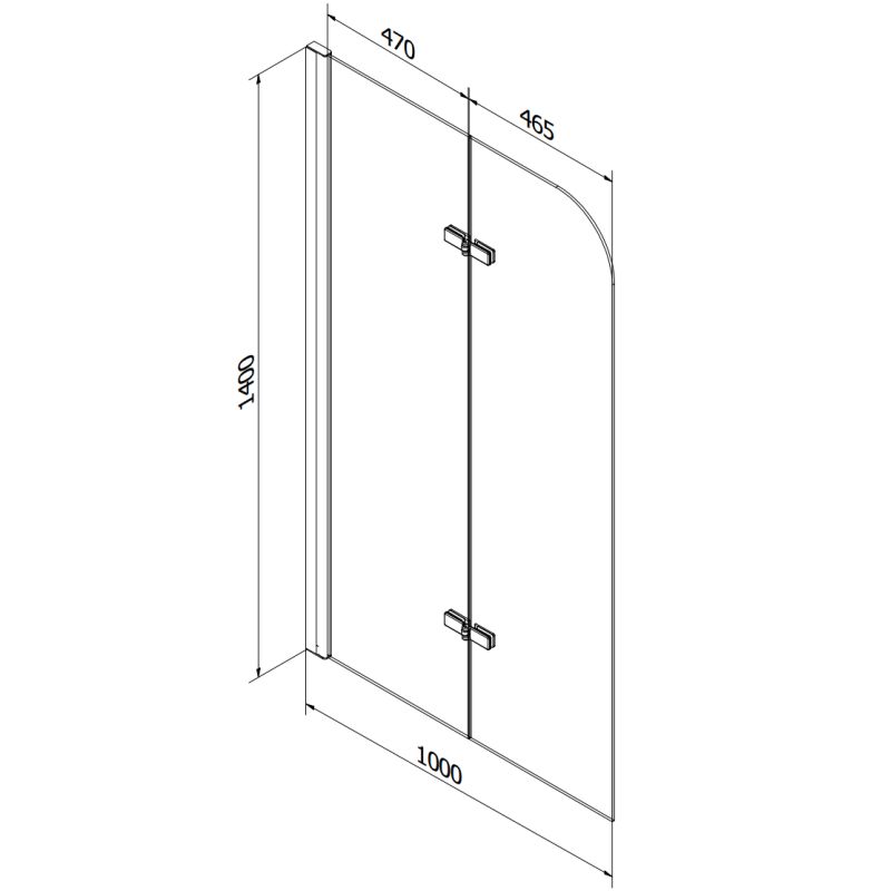 Rektangulært badekar Mexen Cube 180 x 80 cm med front- og sidebeklædning samt 2-fløjet brusevæg 100 cm i transparent krom, 1 sæt