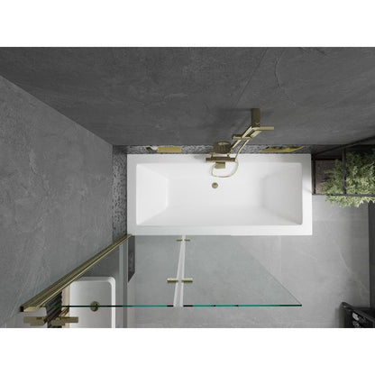 Rektangulært badekar Mexen Cube 180 x 80 cm med frontpanel og 2-fløjet brusevæg 100 cm transparent guld 1 sæt