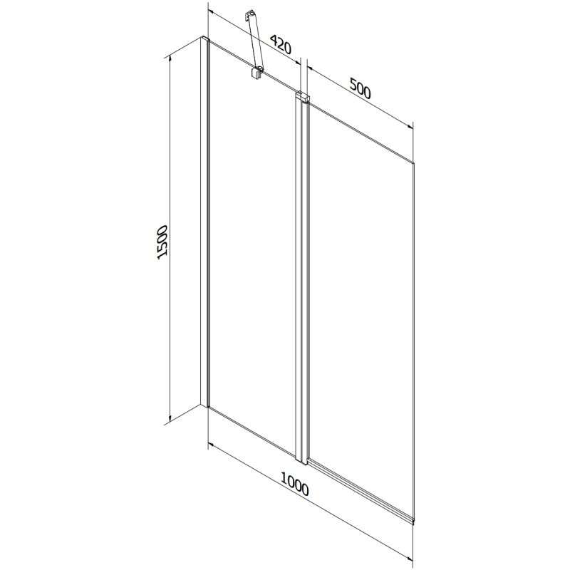 Rektangulært badekar Mexen Cubik 160 x 70 cm med beklædning og 1-fløjet transparent guldfarvet skærm 100 cm, komplet sæt