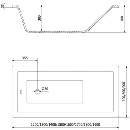 Rektangulært badekar Mexen Cubik 160 x 70 cm med front- og sidebeklædning samt 2-fløjet brusevæg 80 cm i transparent krom, 1 sæt