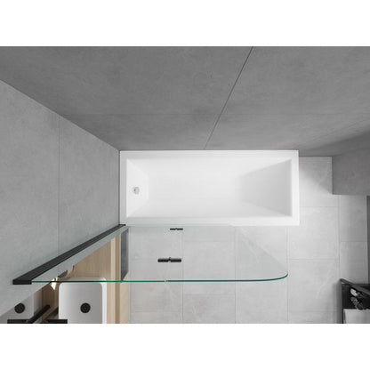 Rektangulært badekar Mexen Cubik 160 x 70 cm med beklædning og 2-fløjet brusevæg 80 cm transparent sort 1 sæt