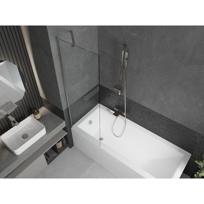 Rektangulært badekar Mexen Cubik 170 x 70 cm med frontpanel og 1-fløjet brusevæg 60 cm i transparent krom, 1 sæt