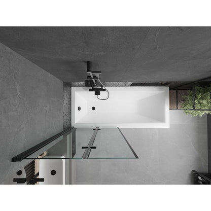 Rektangulært badekar Mexen Cubik 170 x 70 cm med front- og sidepanel samt 2-fløjet brusevæg 80 cm i sort mønster, 1 sæt