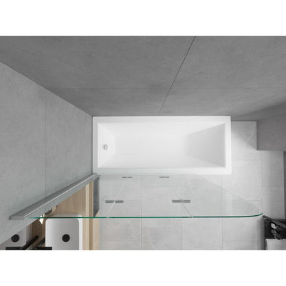 Rektangulært badekar Mexen Cubik 170 x 70 cm med frontpanel og 3-fløjet brusevæg 120 cm transparent krom 1 sæt