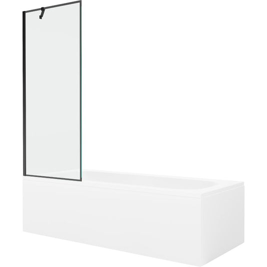 Rektangulært badekar Mexen Vega 160 x 70 cm med beklædning og 1-fløjet skærmvæg 70 cm i sort mønster, 1 sæt