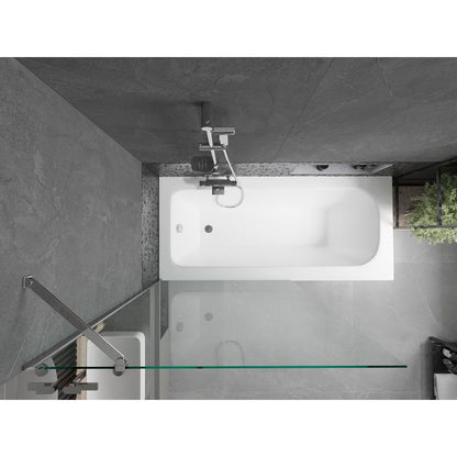 Rektangulært badekar Mexen Vega 170 x 70 cm med front- og sidebeklædning samt 1-fløjet brusevæg 100 cm i transparent krom, 1 sæt