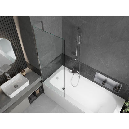 Rektangulært badekar Mexen Vega 170 x 70 cm med front- og sidebeklædning samt 1-fløjet brusevæg 70 cm i transparent krom, 1 sæt
