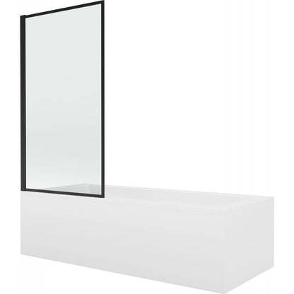 Rektangulært badekar Mexen Vega 170 x 70 cm med frontpanel og 1-fløjet brusevæg 80 cm sort mønster, 1 sæt