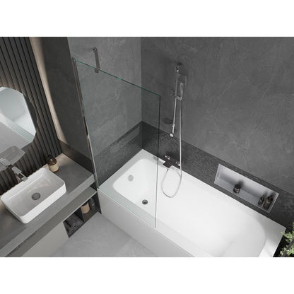 Rektangulært badekar Mexen Vega 170 x 70 cm med frontpanel og 1-fløjet brusevæg 80 cm transparent krom 1 sæt