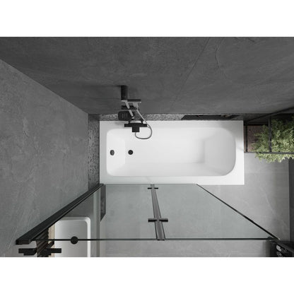 Rektangulært badekar Mexen Vega 170 x 70 cm med front- og sidepanel samt 2-fløjet brusevæg 120 cm i sort mønster, 1 sæt