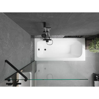 Rektangulært badekar Mexen Vega 180 x 80 cm med frontpanel og 1-fløjet brusevæg 100 cm transparent sort 1 sæt