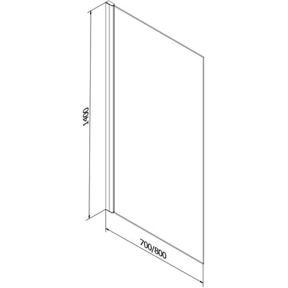 Rektangulært badekar Mexen Vega 180 x 80 cm med front- og sidebeklædning samt 1-fløjet brusevæg 70 cm med sort mønster, 1 sæt