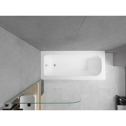 Rektangulært badekar Mexen Vega 180 x 80 cm med frontpanel og 1-fløjet brusevæg 75 cm i transparent krom, 1 sæt