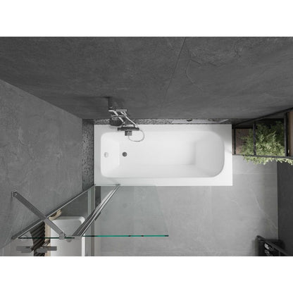 Rektangulært badekar Mexen Vega 180 x 80 cm med front- og sidepanel samt 1-fløjet brusevæg 80 cm i transparent glas med kromfinish, 1 sæt