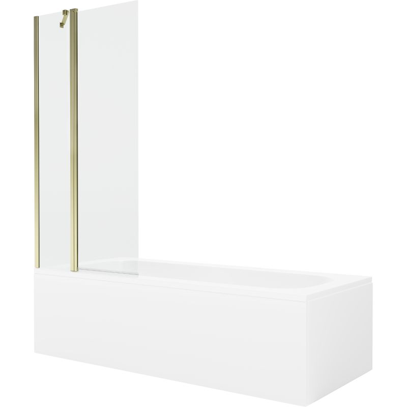 Rektangulært badekar Mexen Vega 180 x 80 cm med aluminiumsramme og 1-fløjet brusevæg 80 cm transparent guld 1 sæt