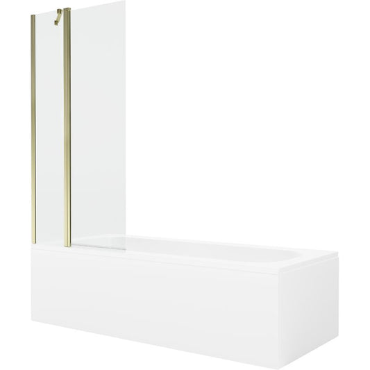 Rektangulært badekar Mexen Vega 180 x 80 cm med aluminiumsramme og 1-fløjet brusevæg 80 cm transparent guld 1 sæt