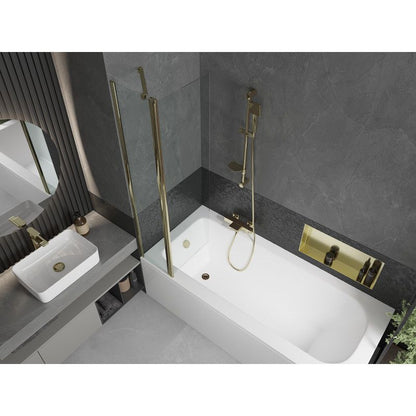 Rektangulært badekar Mexen Vega 180 x 80 cm med aluminiumsramme og 1-fløjet brusevæg 80 cm transparent guld 1 sæt