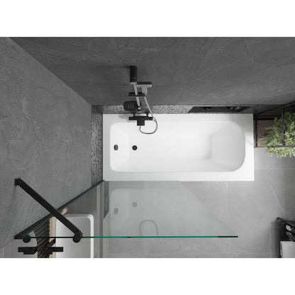 Rektangulært badekar Mexen Vega 180 x 80 cm med frontpanel og 1-fløjet brusevæg 90 cm transparent sort 1 sæt