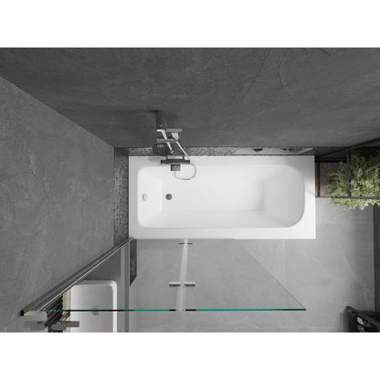 Rektangulært badekar Mexen Vega 180 x 80 cm med frontpanel og 2-fløjet brusevæg 100 cm transparent krom 1 sæt