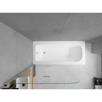 Rektangulært badekar Mexen Vega 180 x 80 cm med front- og sidepanel samt 2-fløjet brusevæg 80 cm i transparent krom, 1 sæt