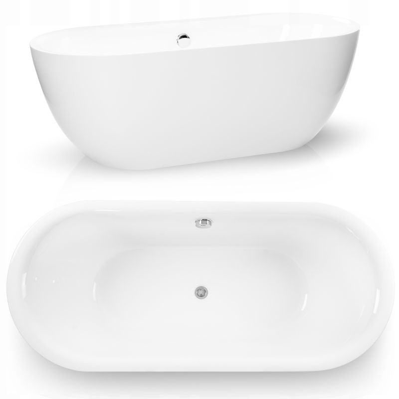 Fritstående badekar Corciano Bari 170 x 75 cm hvid oval akryl 1 stk.