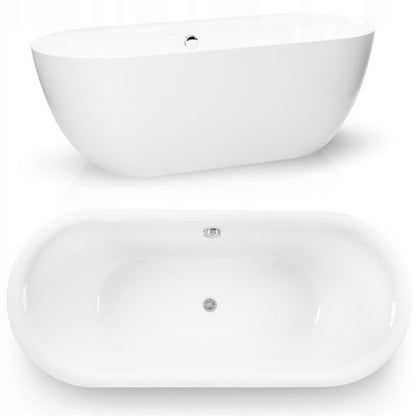 Fritstående badekar Corciano Bari 170 x 75 cm hvid oval akryl 1 stk.