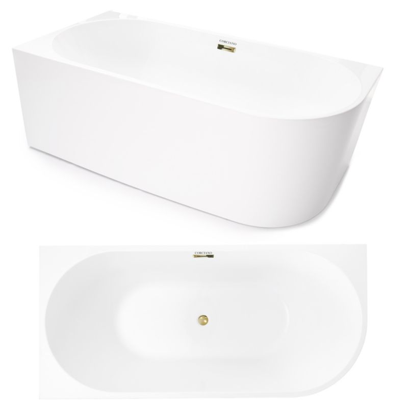 Fritstående badekar Corciano Pula venstre 170x80 cm med gulddetaljer 1 stk.