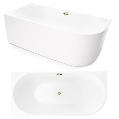 Fritstående badekar Corciano Pula venstre 170x80 cm med gulddetaljer 1 stk.