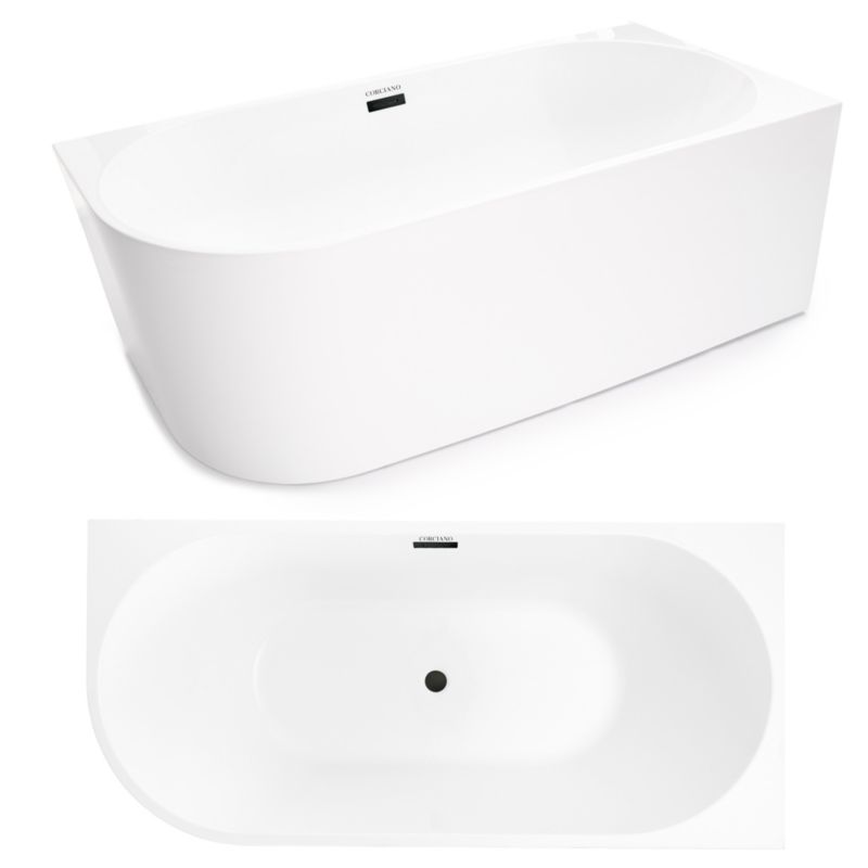 Fritstående badekar Corciano Pula Højre 170x80 cm med sorte detaljer 1 stk.