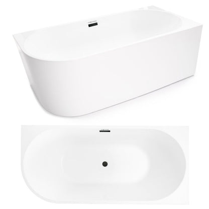 Fritstående badekar Corciano Pula Højre 170x80 cm med sorte detaljer 1 stk.