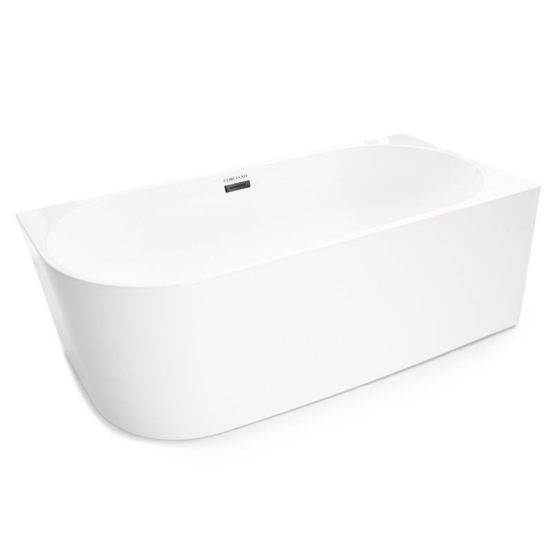 Fritstående badekar Corciano Pula højre 170x80 cm med tilbehør i børstet stål, 1 stk.
