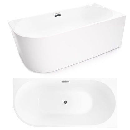 Fritstående badekar Corciano Pula højre 170x80 cm med tilbehør i børstet stål, 1 stk.
