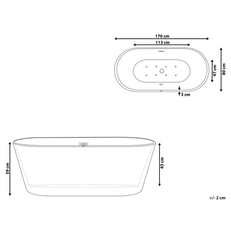 Fritstående LED-badekar HAVANA 170x80 cm Hvid | 4251682262866