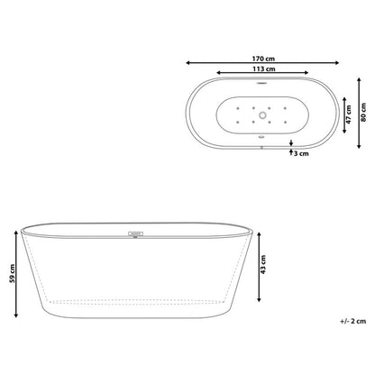 Fritstående LED-badekar HAVANA 170x80 cm Hvid | 4251682262866