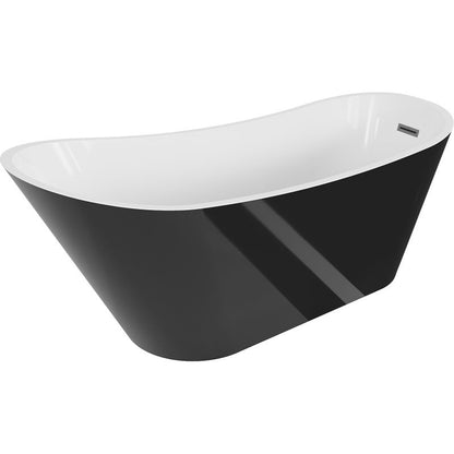 Fritstående badekar Mexen Alta 170 x 75 cm hvid/sort med gun gray børstet overløb, 1 stk.