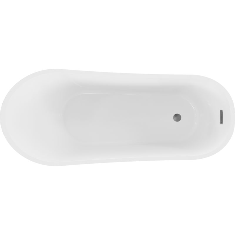 Mexen Alta fritstående badekar 170 x 75 cm hvid med gun gray børstet overløb, 1 stk.
