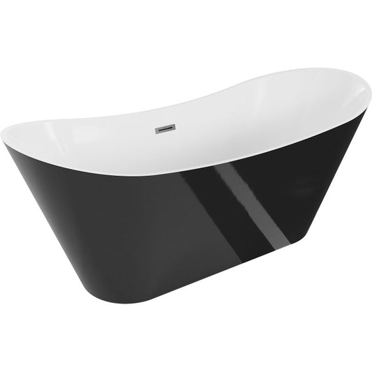 Fritstående badekar Mexen Celia 170 x 75 cm hvid/sort med overløb gun metal 1 stk.