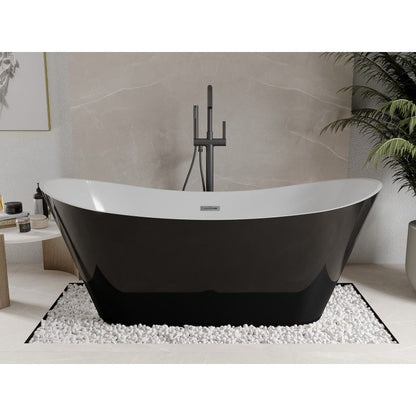Fritstående badekar Mexen Celia 170 x 75 cm hvid/sort med overløb gun metal 1 stk.