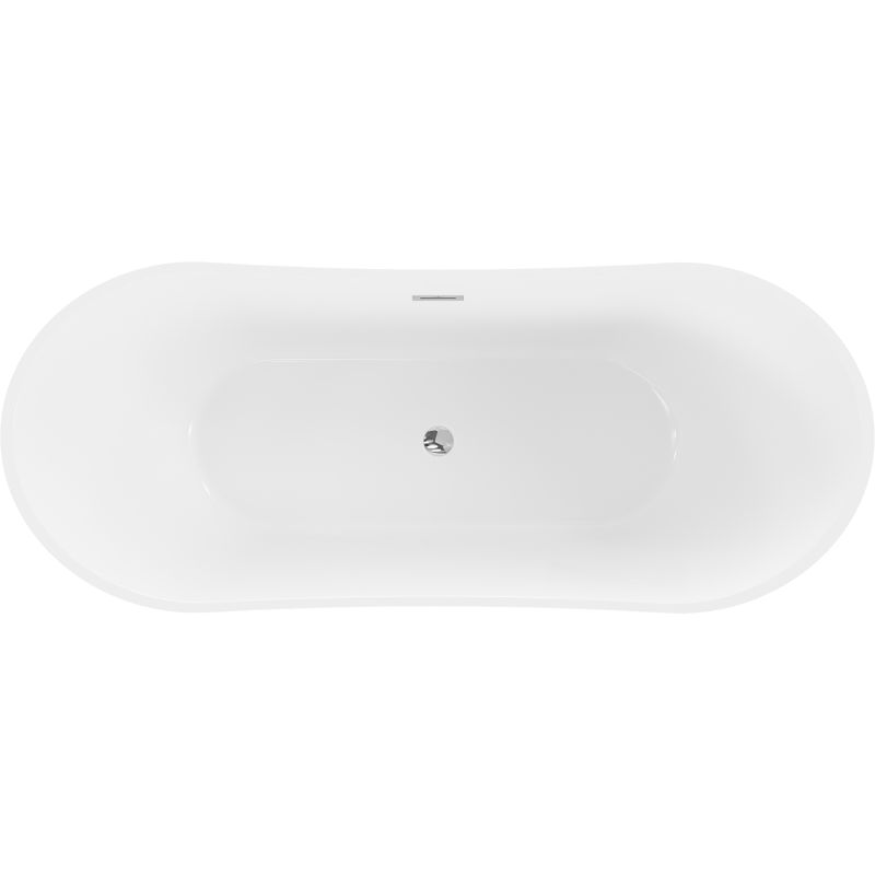 Fritstående badekar Mexen Celia 170 x 75 cm hvid med krom overløb, 1 stk.