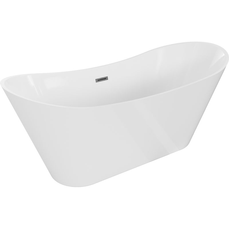 Fritstående badekar Mexen Celia 170 x 75 cm hvid med gun gray børstet overløb, 1 stk.