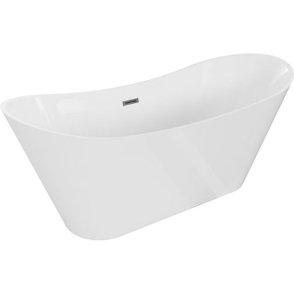 Fritstående badekar Mexen Celia 170 x 75 cm hvid med gun gray børstet overløb, 1 stk.