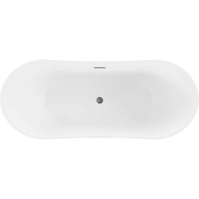 Fritstående badekar Mexen Celia 170 x 75 cm hvid med gun gray børstet overløb, 1 stk.