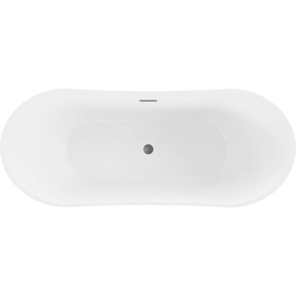 Fritstående badekar Mexen Celia 170 x 75 cm hvid med gun gray børstet overløb, 1 stk.