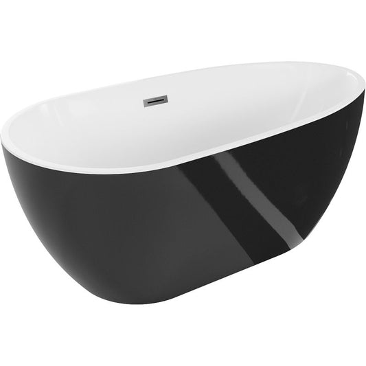 Mexen Eos fritstående badekar 150 x 75 cm hvid/sort med gun metal overløb, 1 stk.