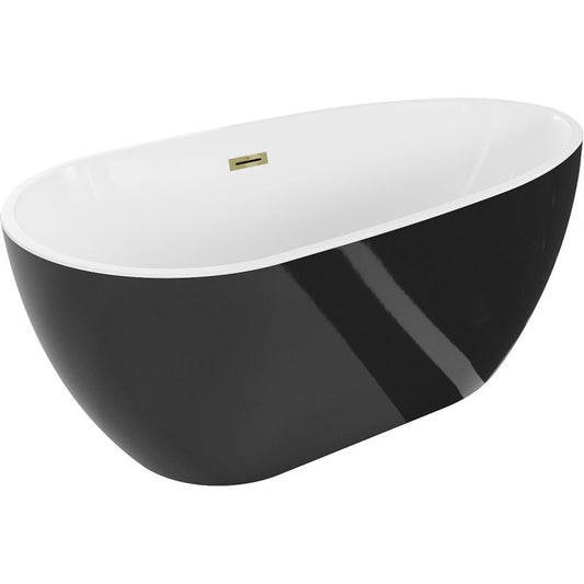 Mexen Eos fritstående badekar 150 x 75 cm hvid/sort med guldfarvet overløb, 1 stk.