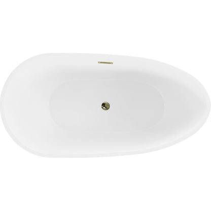 Mexen Eos fritstående badekar 150 x 75 cm hvid/sort med guldfarvet overløb, 1 stk.