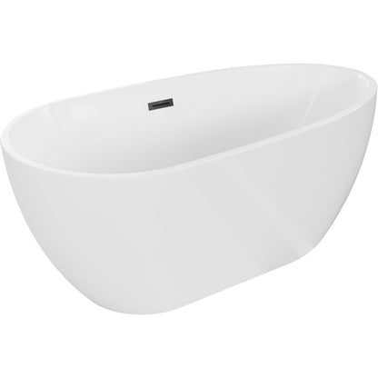 Fritstående badekar Mexen Eos 150 x 75 cm hvid med sort overløb, 1 stk.